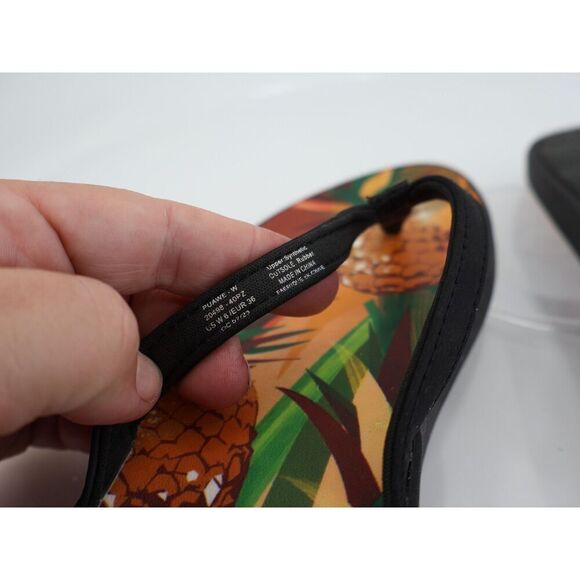 Olukai Puawe Womens Flip Flops Size 6 Cloud Black Flower Sole Sandals Slides - Picture 6 of 8